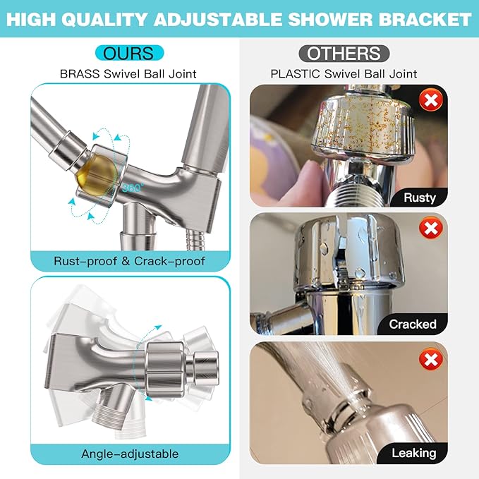 JDO Shower Head with Handheld, High Pressure Handheld Shower Head 6 Settings - Image 4