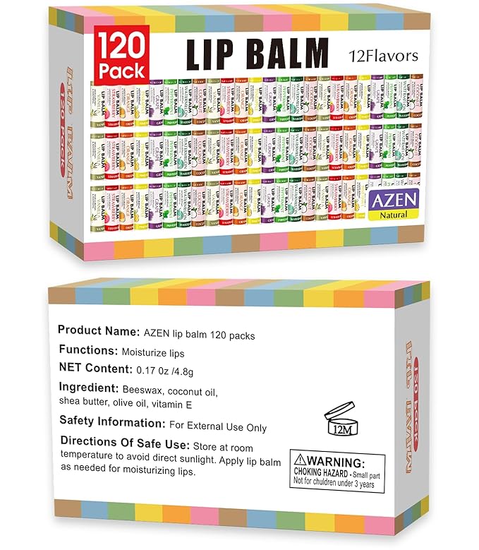 AZEN 120 Pack Lip Balm Bulk, Moisturizing Lip Balms - Image 8