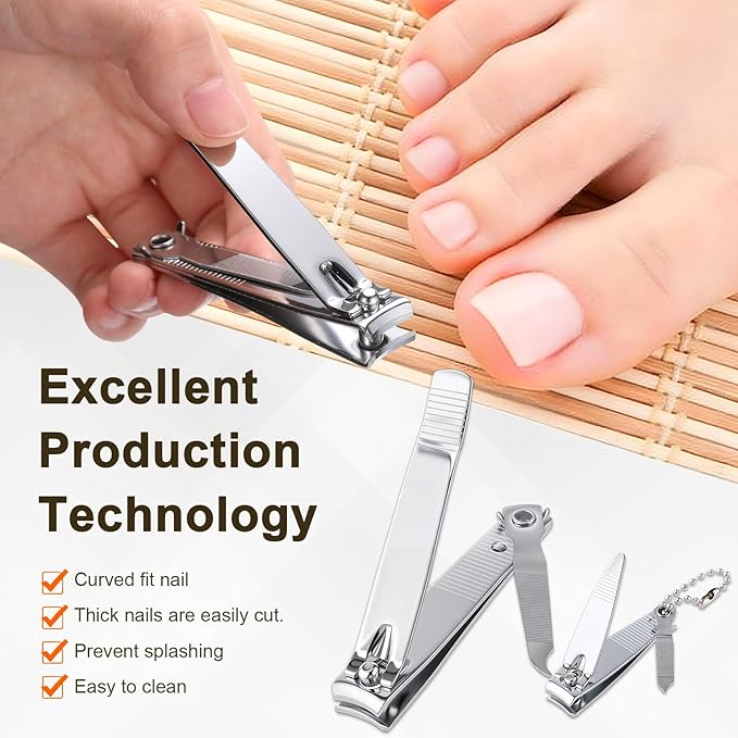Bememo 24 Pcs Stainless Nail Clippers Set 2 Sizes Fingernail and Toenail - Image 6