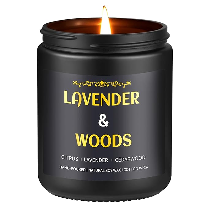 Lavender Woods Candle, 7 oz Scented Candle by Enwhisco