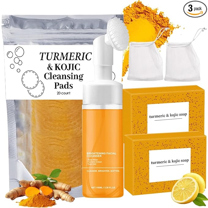 4Pcs Turmeric Wash and Care Three Piece Set, Tuemeric Facial Cleanser & by Unknown