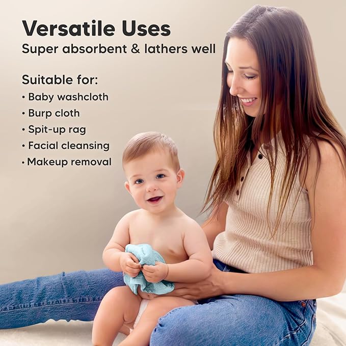6-Pack Baby Washcloths – Soft Absorbent Viscose from Bamboo Washcloths - Image 6