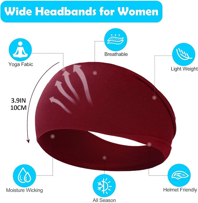 RITOPER Wide Headbands for Women Non Slip, Workout Yoga Running Womens Headband - Image 2