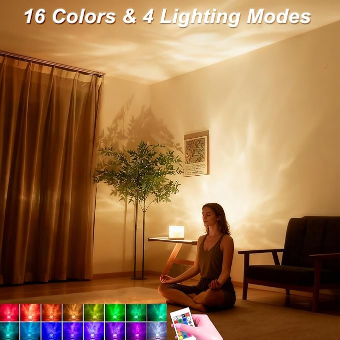 Rechargeable Shower Lights for Inside Shower, 16 Color Ocean Wave Projector - Image 2