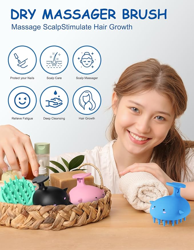Scalp Massager Hair Growth Shampoo Brush, Silicone Scalp Scrubber Shower Scalp - Image 4