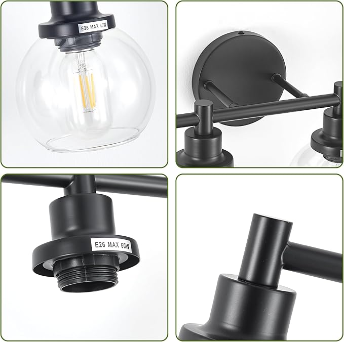 6-Light Bathroom Light Fixture Black Vanity Lights Over Mirror Modern Wall - Image 4