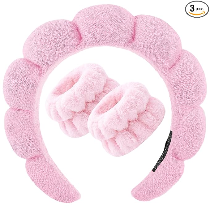 Zkptops Spa Headband for Washing Face Wristband Set Sponge Makeup Skincare by ZKPTOPS