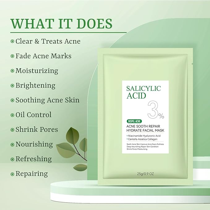 Anti Acne Face Mask Salicylic Acid Face Masks Skincare, Hydrating Face Masks - Image 2