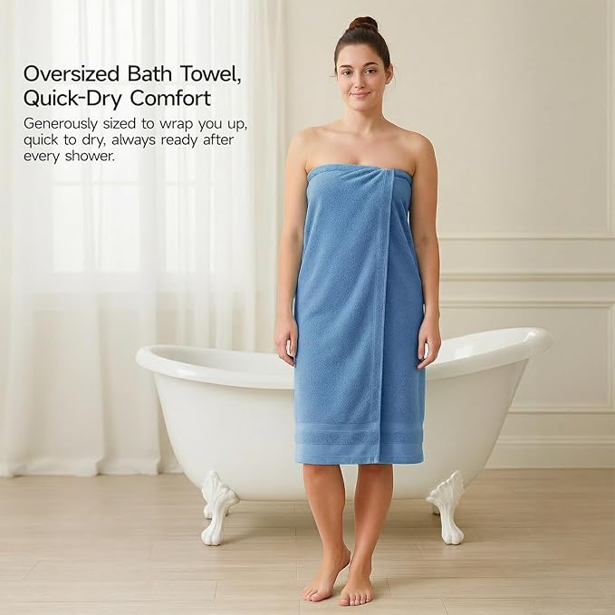 REDKISS 100% Cotton Bath Towels Set of 2, Extra Large Bath Sheets 35 X 70 Inches - Image 3