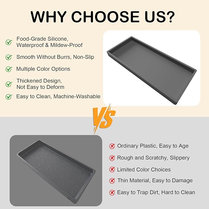 Silicone Bathroom Vanity Tray, 7.8 x 3.9 Inch Perfume Trays - Image 5