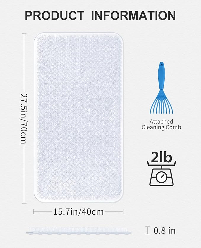 OTHWAY Non Slip Grassy Bathtub Mat : 27.5X15.7 inches Sturdy But Soft Bath - Image 4