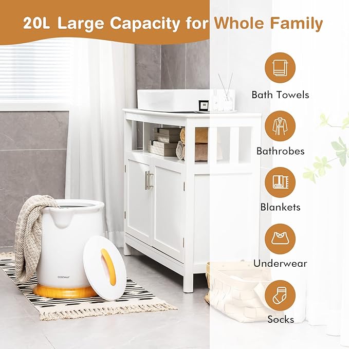 COSTWAY Bucket Style Towel Warmer, Fragrance Holder, Fits up to Two 40” x 70” - Image 3