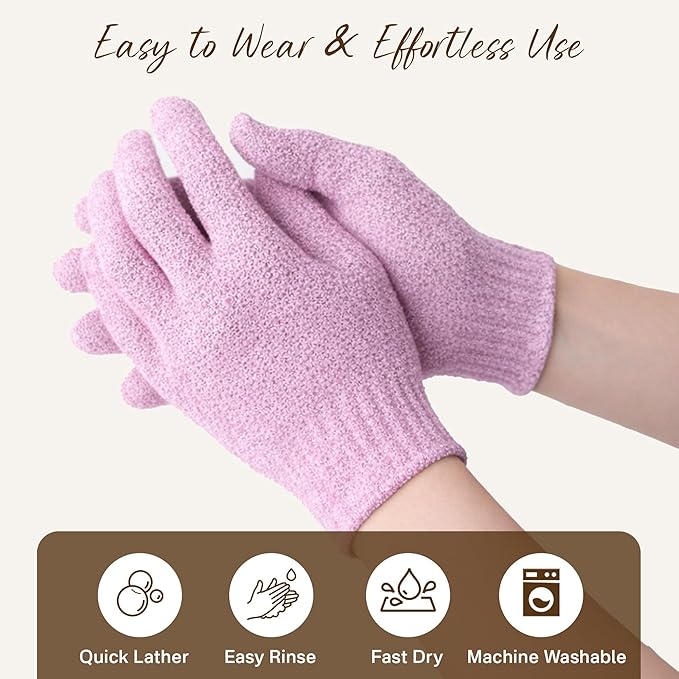 4 Pairs Exfoliating Gloves for Shower, Shower Gloves, Body Scrubber, Korean - Image 9