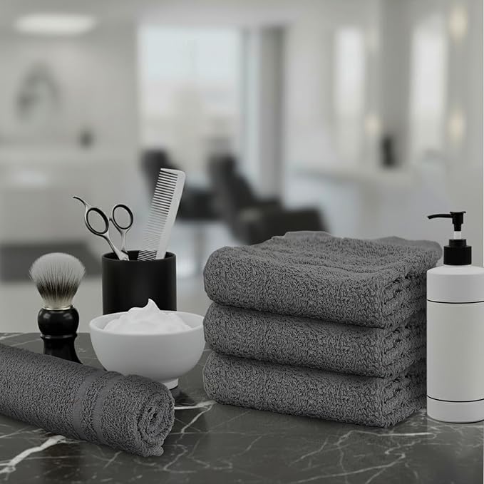 24 Pack Dark Grey Hand Towel 100% Cotton Spa Towel – 16x27 inches Highly - Image 5