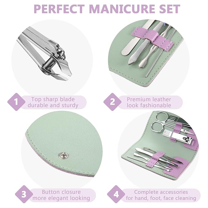 12 Set Manicure Set Bulk Mini Manicure Nail Clipper Kit 7 in 1 Stainless Steel - Image 6
