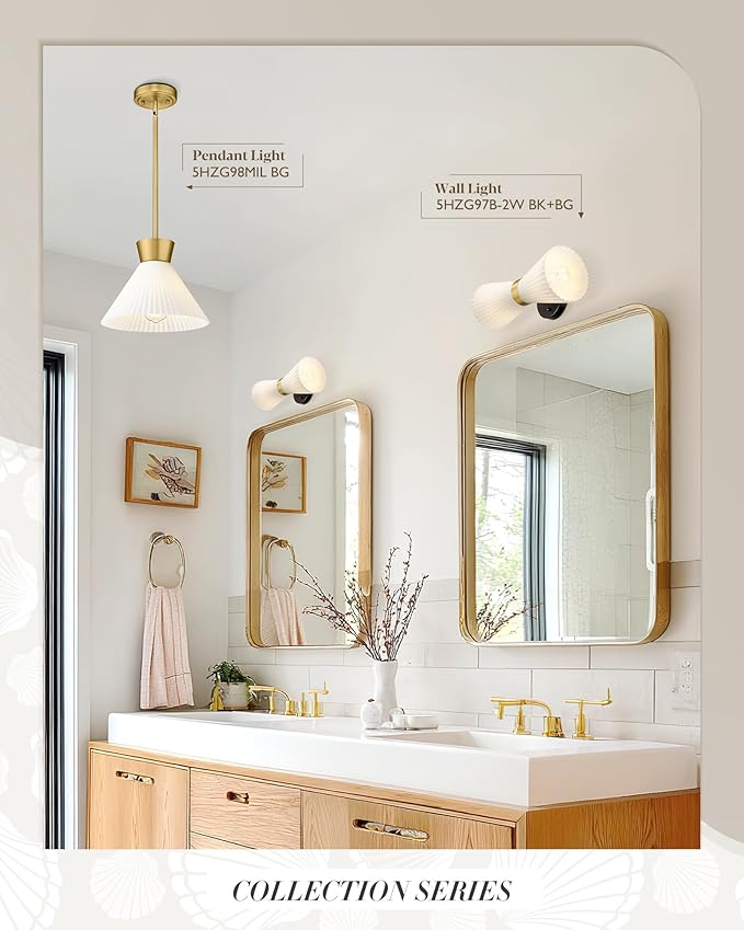 Wall Sconces Set of Two, HWH 14.3 Inch Black and Gold Bathroom Sconces - Image 5
