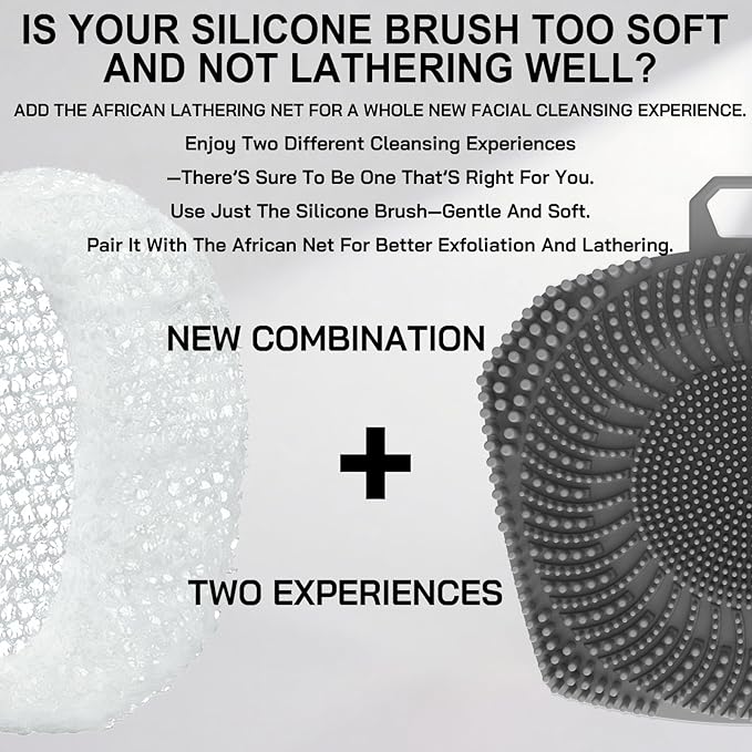 RamPula Face Scrubber & African Net, Silicone Exfoliating Brush - Image 2