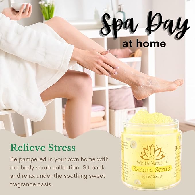 Organic Banana Body Scrub, Moisturizing and Exfoliating Salt Face & Body Scrub - Image 6
