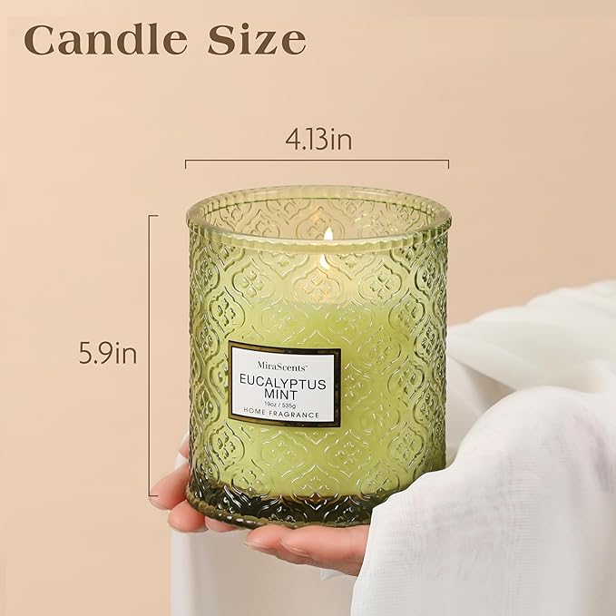 Eucalyptus Mint Scented Candles, Large Natural Soy Candle, 88 Hours Burning Time - Image 5
