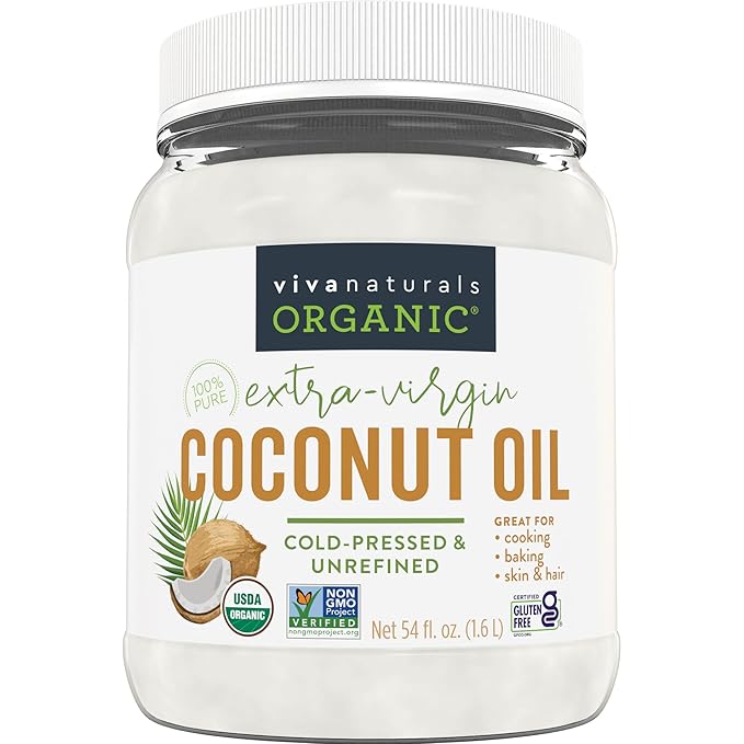 Viva Naturals Organic Coconut Oil, 54 fl oz – Unrefined, Cold-Pressed Extra by VivaNaturals