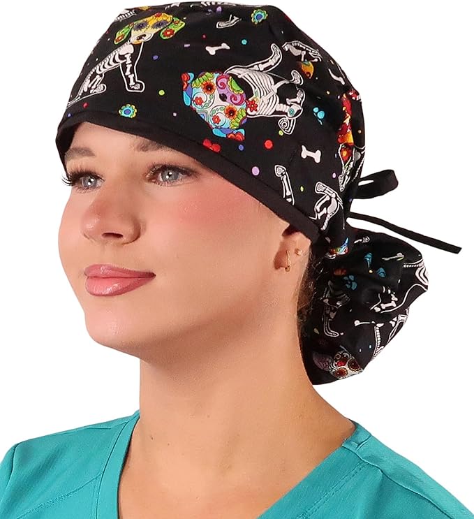 Sparkling EARTH Big Hair Ponytail Classic Surgical Style Scrub Working Cap by SparklingEARTH