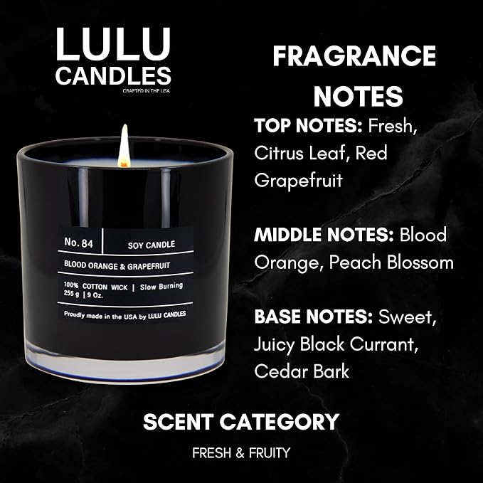 Lulu Candles | Blood Orange & Grapefruit | Luxury Scented Soy Jar Candle | Hand - Image 2