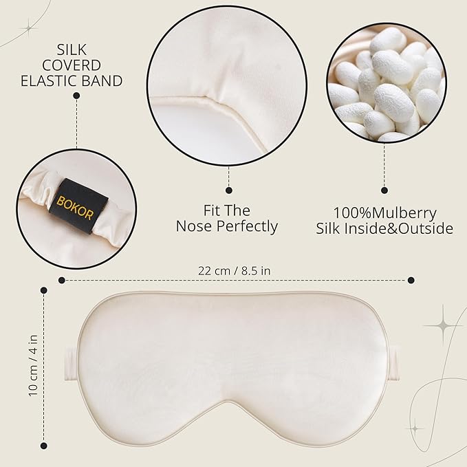 BOKOR Nature Silk Sleep Eye Mask, Sleeping Mask, Dark Circles and Puffiness - Image 2