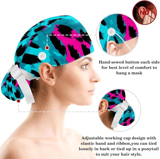 Scrub Cap with Hair Scrunchy, Ponytail Holder Surgical Cap - Image 3