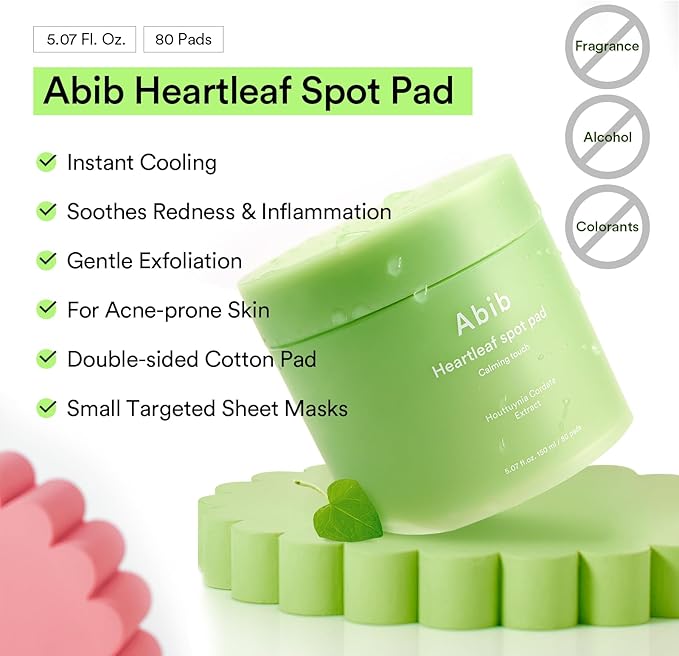 Abib Heartleaf Spot Pad Calming Touch 80pads 5.07 fl.oz. | Korean Acne Soothing - Image 2