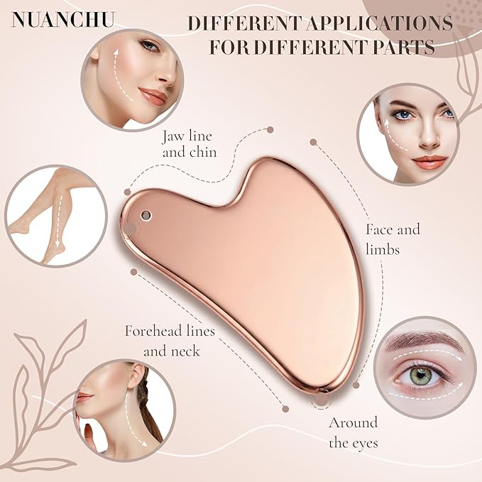 Nuanchu Stainless Steel Gua Sha Facial Tool, Metal Gua Sha - Image 4