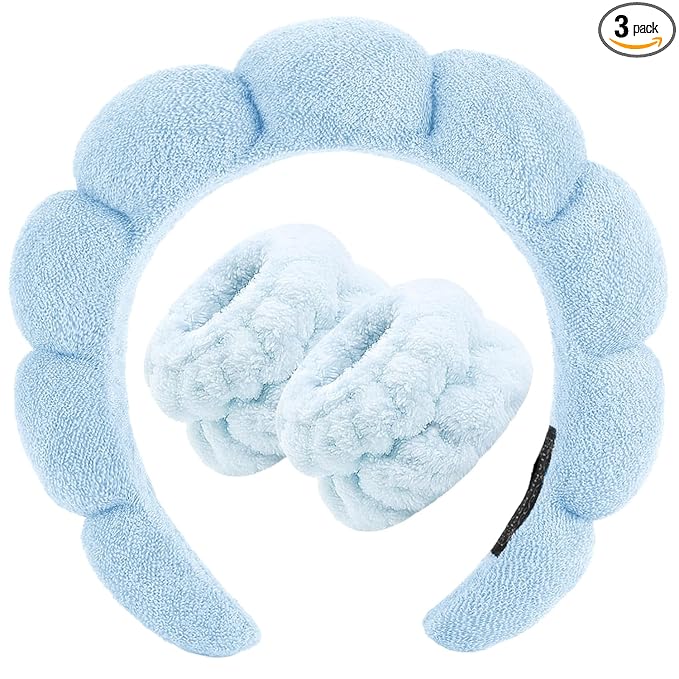 Zkptops Spa Headband for Washing Face Wristband Set Sponge Makeup Skin Care by ZKPTOPS