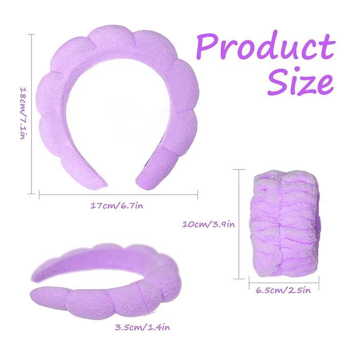 Beleki Spa Headband for Washing and Wristband Set Sponge Headband Women Face - Image 2