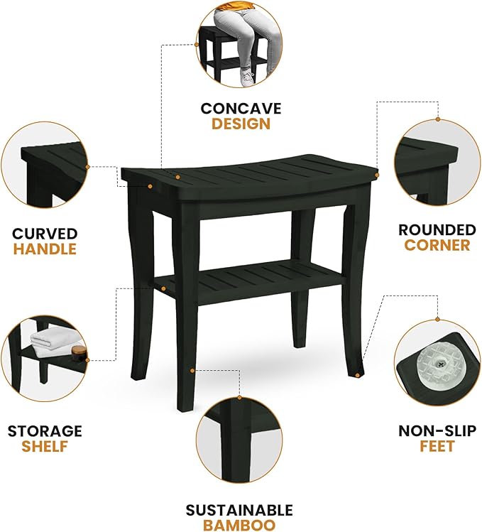 Black Shower Bench - Image 3
