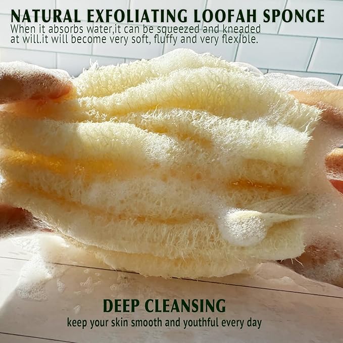 Natural Shower Loofah Sponge, Bath Exfoliating Loofa Body Scrubber, 5.5 “Soft - Image 3