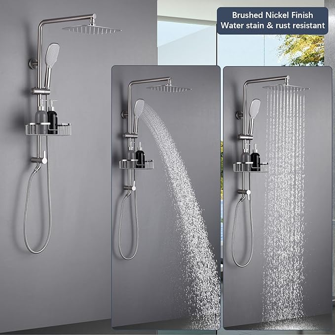 SonTiy Rain Shower Head with Handheld Spray and Shower Shelf, All Metal Shower - Image 7