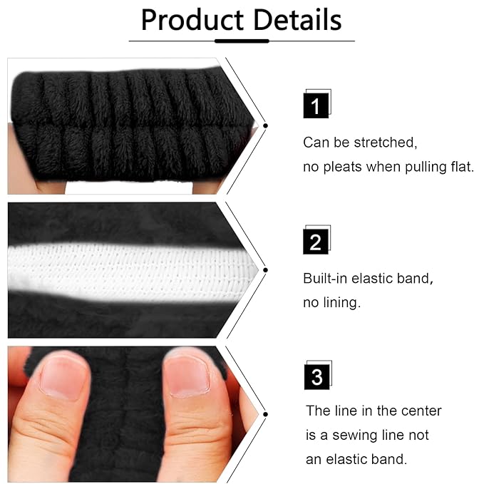 VELSCRUN Spa Headbands for Wash Face, Makeup Headband, Facial Skincare Headbands - Image 7