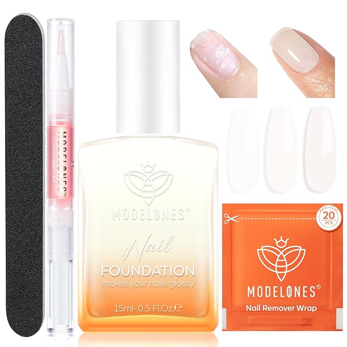 Modelones Nail Strengthener Kits Milky White Nail Polish Remover Pads Cuticle by MODELONES