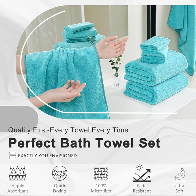 8 Piece Bath Towel Set |2 Oversized Large Bath Sheet, 2 Hand Towels, 4 - Image 6