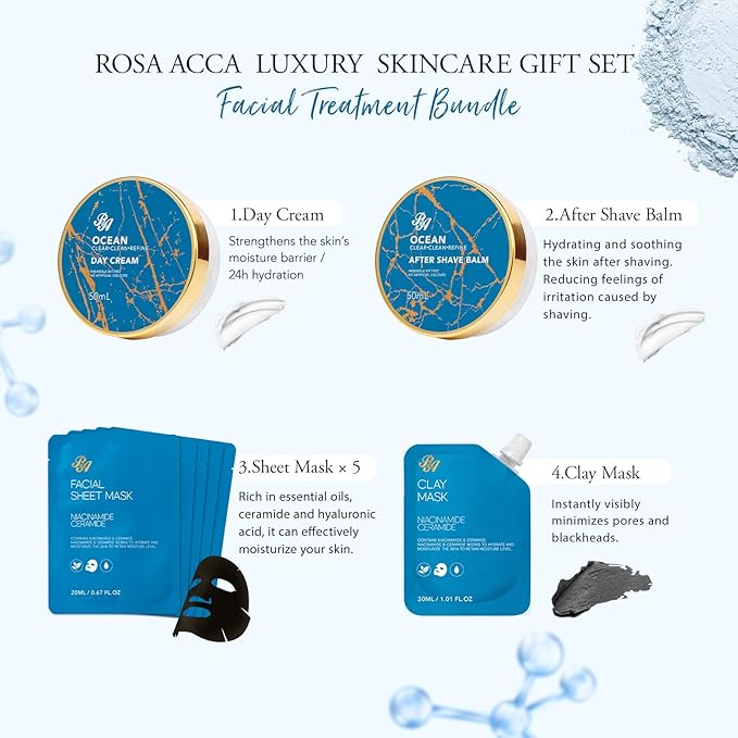 21 Pcs Men Facial Skin Care Set, Father's Day Gifts, Bath & Beard Gift Set - Image 3