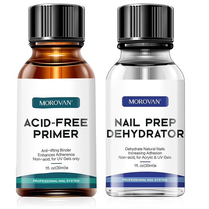 Morovan Nail Primer And Natural Nail Prep Dehydrate Set, Fast Air Dry by Morovan