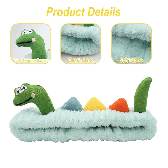 Funny Dinosaur Headband Cute Animal Cat Duck Frog Dinosaur Snail Kawaii Spa - Image 6