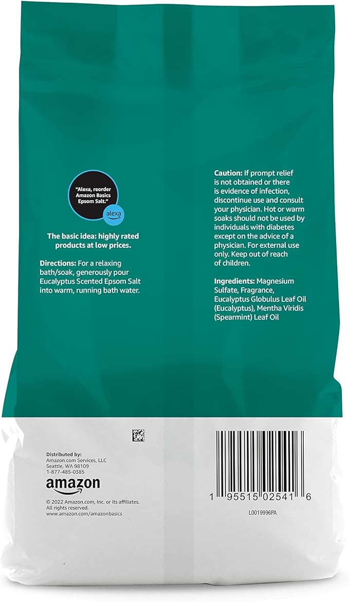 Amazon Basics Epsom Salt Soaking Aid, Eucalyptus Scented, 3 Pound - Image 4