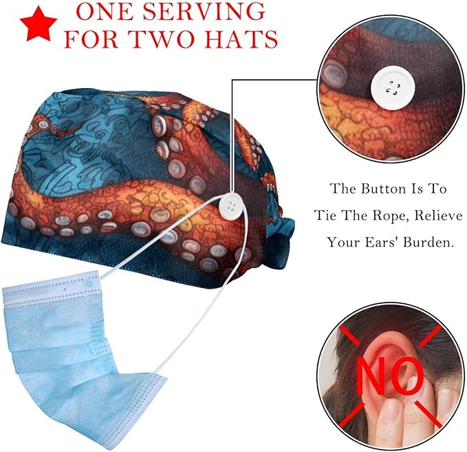 Women's Working Caps with Scrunchies Tarot Pattern Background Lace-Up Hat - Image 2