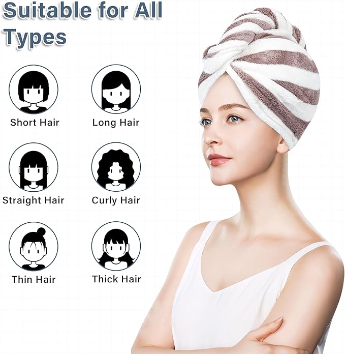 Microfiber Hair Towel Wrap, Quick Dry Hair Turbans - Image 2