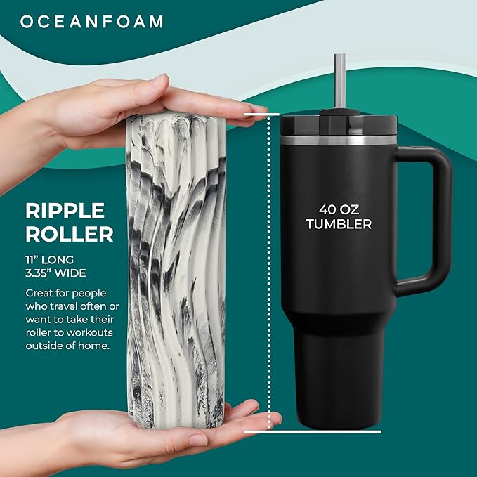 Oceanfoam Ripple Travel Foam Roller Firm Mini Foam Roller - Image 2