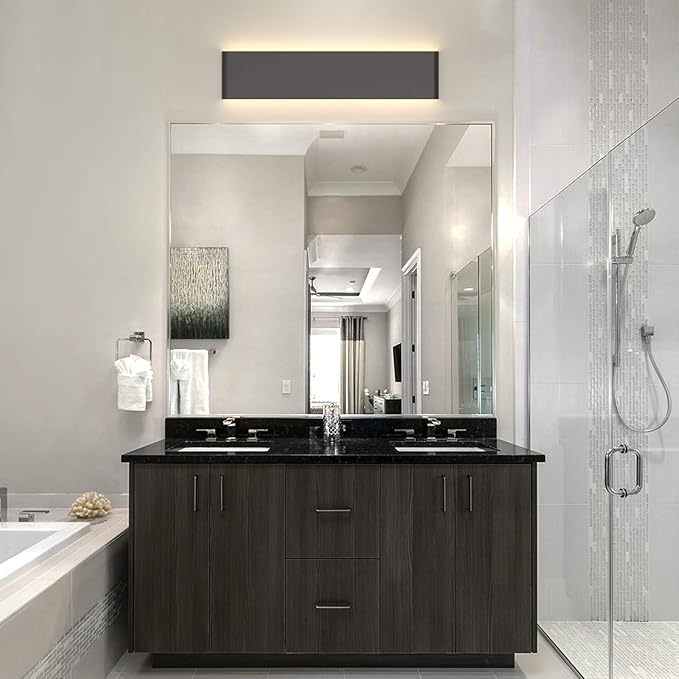 Aipsun 20W/24in Rectangular LED Black Modern Wall Sconce Horizontal Up and Down - Image 2