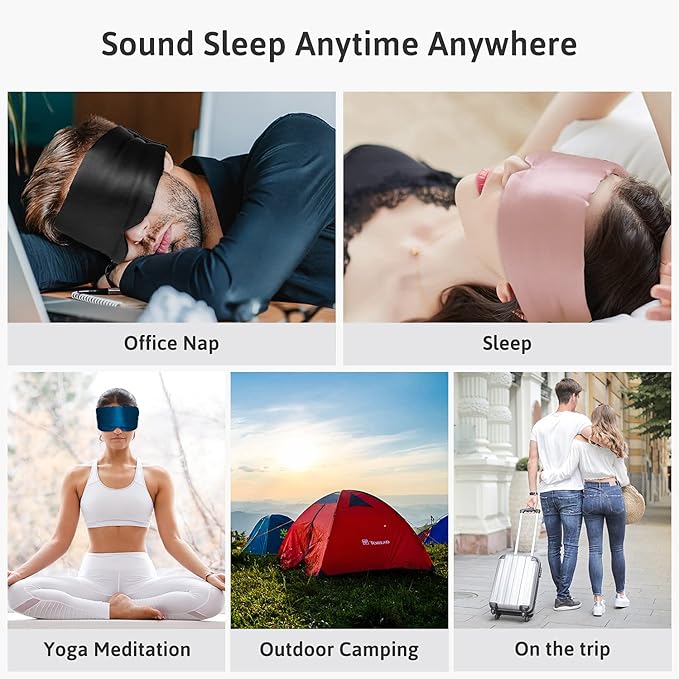 Silk Sleep Mask for Women Men, Mulberry Silk Eye Sleeping Mask & Blindfold - Image 6