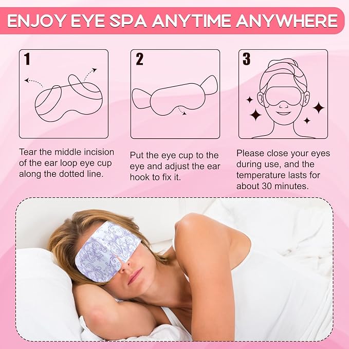 XPCARE 60 Pack Steam Eye Masks for Dry Eyes, SPA Warm Sleep Eye Mask, - Image 4