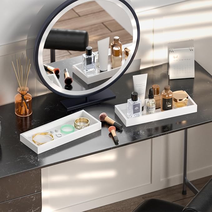 ZHWS Bathroom Vanity Tray for Countertop Decor Perfume Jewelry Toiletries - Image 2