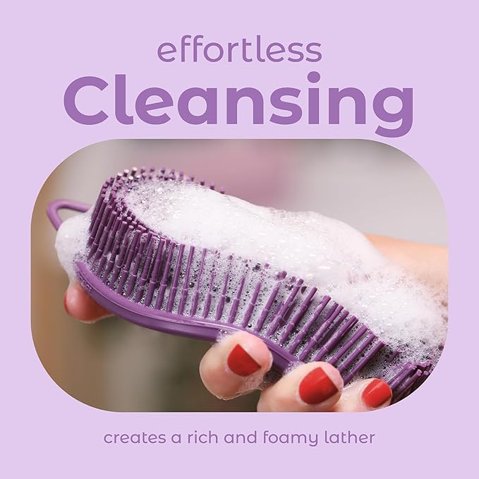 MainBasics Silicone Body Scrubber Dual-Sided Shower Loofah and Massaging Nodes - Image 4